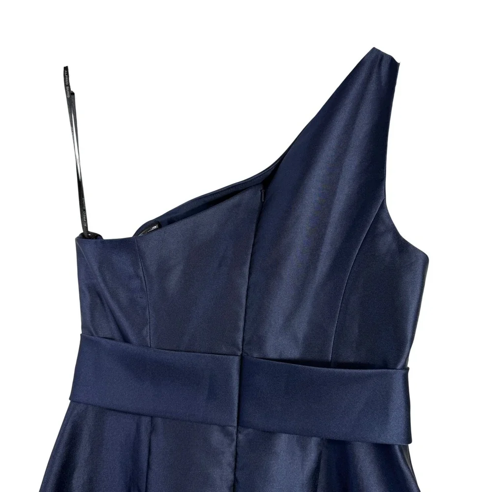 Alfred Sung One Shoulder Formal Gown Midnight Blue Maxi Dress 6 NWT Bridesmaid - Picture 4 of 8